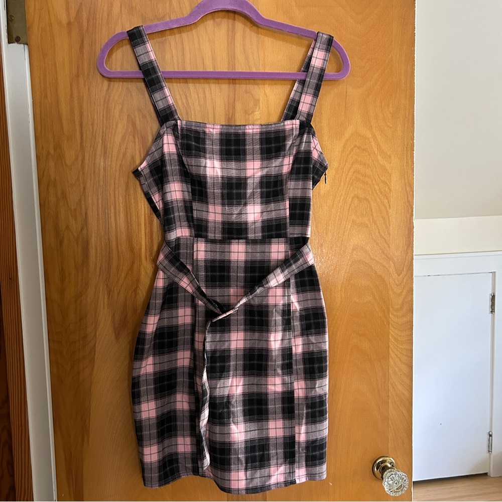 H&M Plaid Pink and Black Women's Dress